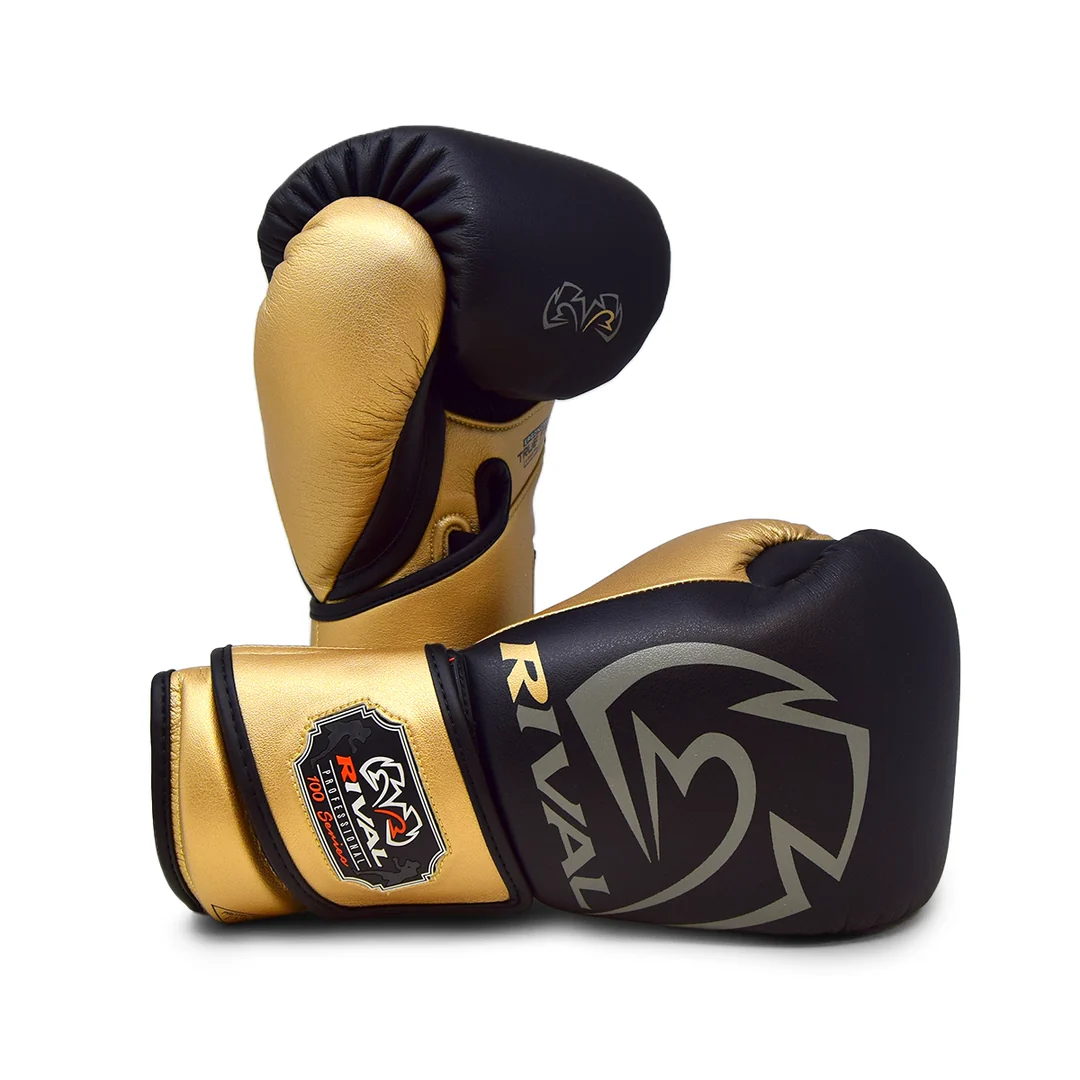 Guante de boxeo rival Rb1 para saco dorado y negro
