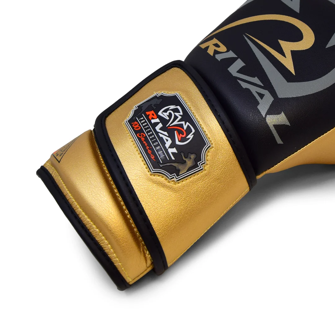 Guante de boxeo rival Rb1 para saco dorado y negro