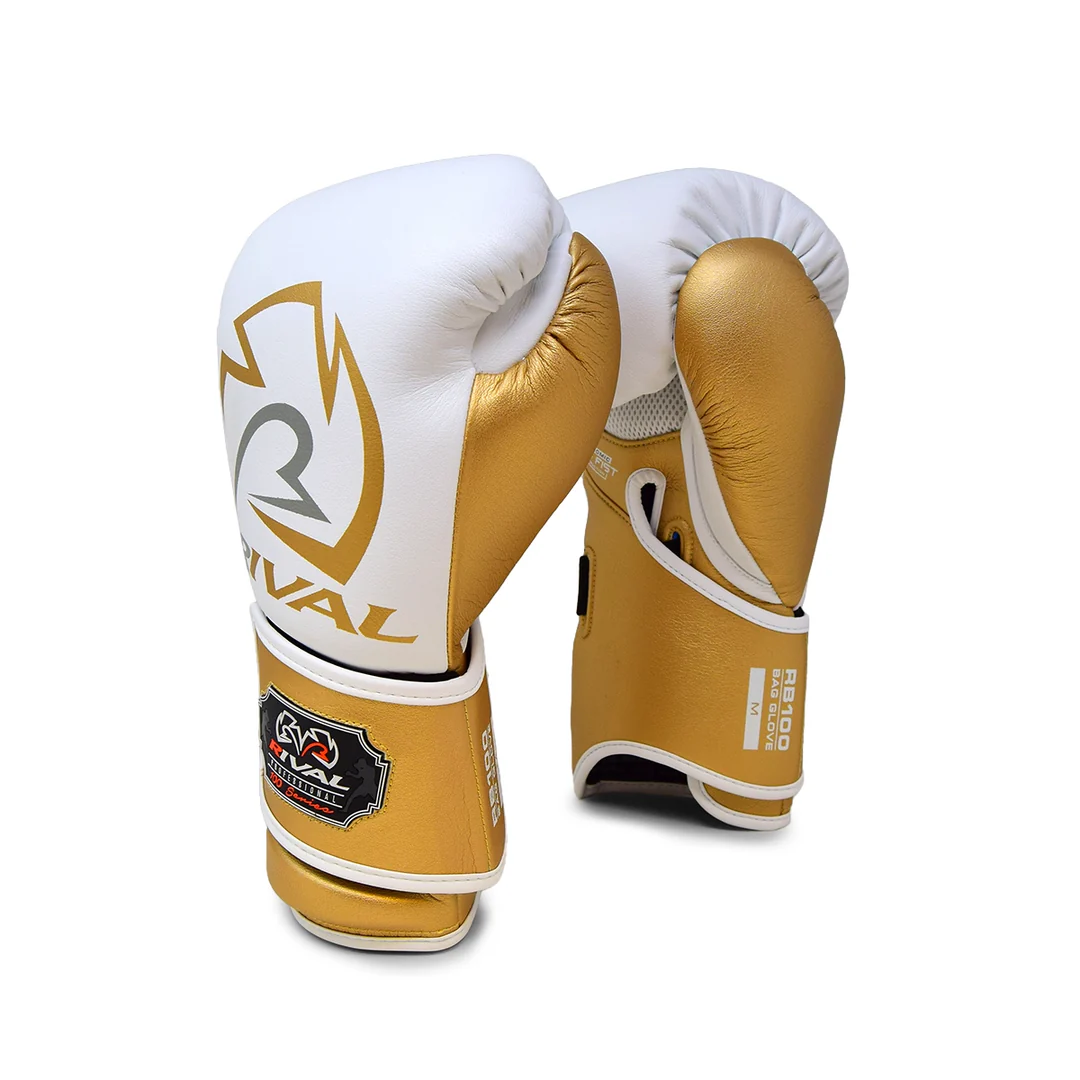Guante de boxeo rival Rb1 para saco dorado y negro